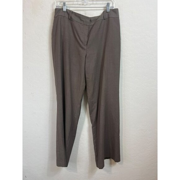 Ann Taylor Signature Fit (Just Below Waist) Sz 12 Taupe Brown Dress Pants Wide L - Picture 1 of 7